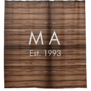Rideaux De Douche boho rustique Brown ajouter nom lettre année date 
