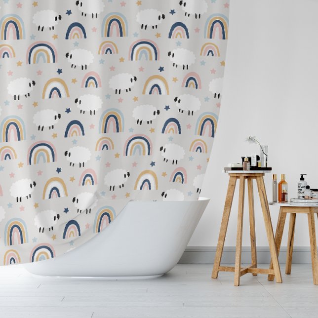 Rideaux De Douche Boho Sheep Rainbow Print (Créateur téléchargé)