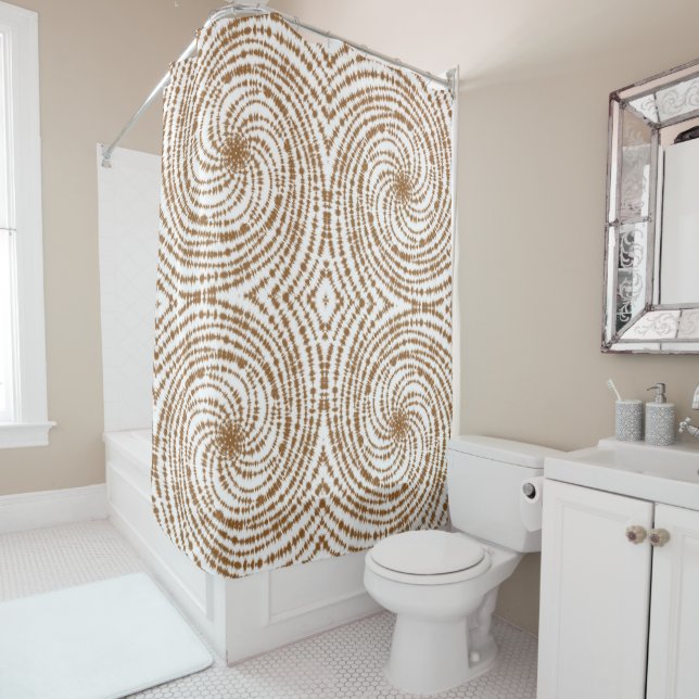 Rideaux De Douche Boho Terracotta Spiral Motif (En situation)