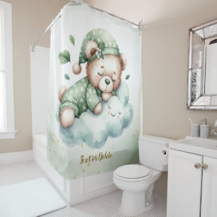 Rideaux De Douche Boho vert dormant Teddy Ours mou