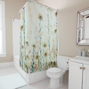 Rideaux De Douche Boho Vintage Fleurs sauvages beige
