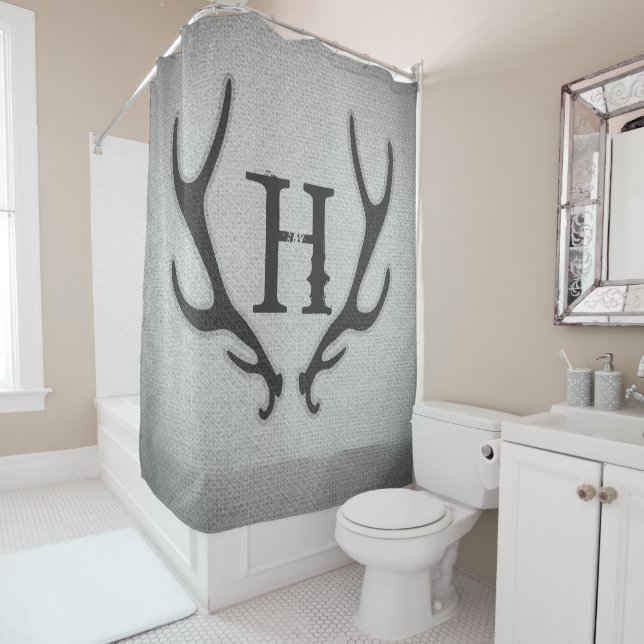 Rideaux De Douche Bois de cerf rustique gris faux burlap campagne ch (En situation)