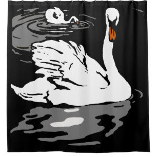 Rideaux De Douche Bois de la ferme victorienne Swans d'animaux