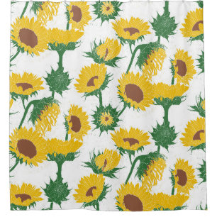 Rideaux De Douche Bois Imprimer Tournesol jaune