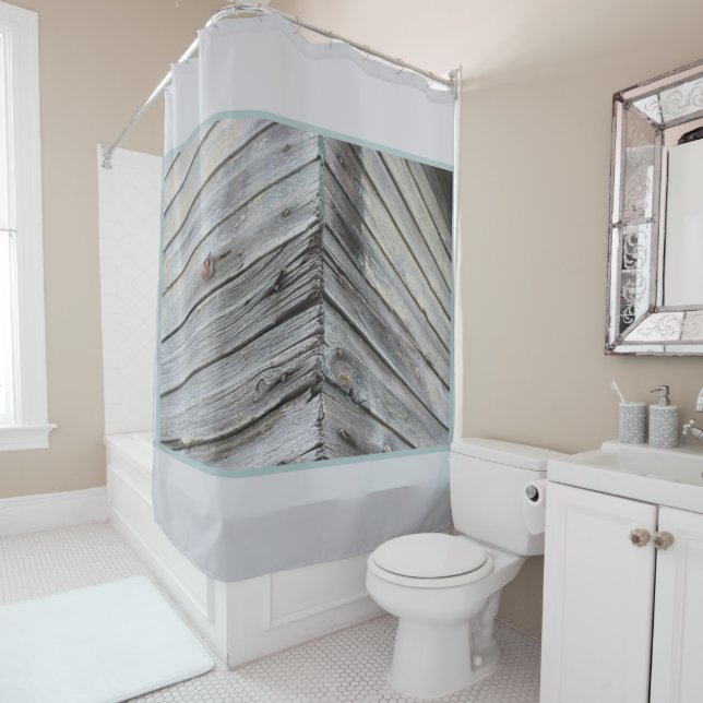 Rideaux De Douche Bois rustique (En situation)