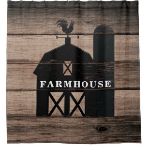 Rideaux De Douche Bois rustique vieilli noir ferme de campagne maiso