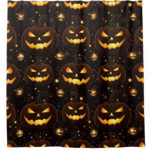 Rideaux De Douche Bokeh Halloween Citrouille Lumineuse (3)