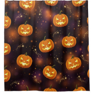 Rideaux De Douche Bokeh Halloween Citrouille Lumineuse (4)