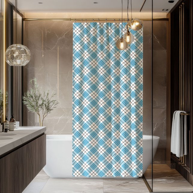 Rideaux De Douche Bold Blue & Yellow Plaid Shower Curtain Gift Man (Bold Blue & Yellow Plaid Shower Curtain Gift for Him)
