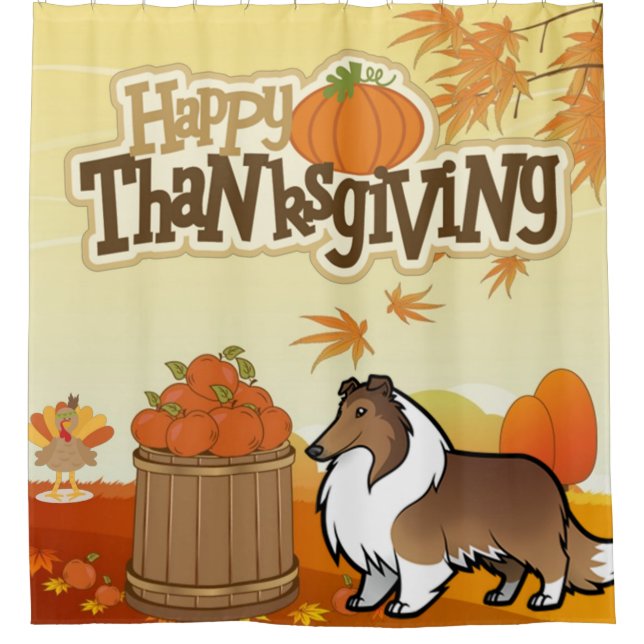 Rideaux De Douche Bon thanksgiving Rough Collie (Devant)