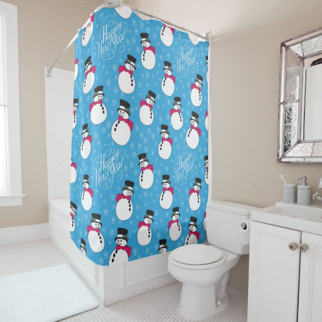 Rideaux De Douche bonhomme de neige de Noël (En situation)