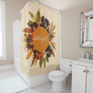 Rideaux De Douche Bonjour Automne Script Floral Aquarelle Automne