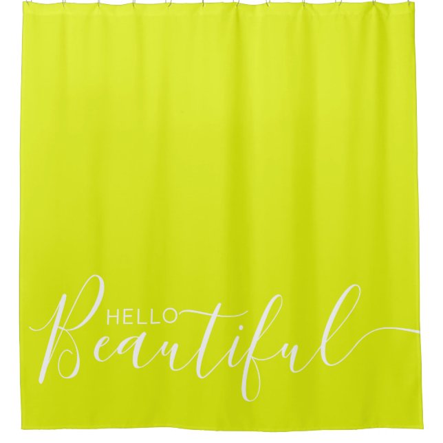 Rideaux De Douche Bonjour belle Chartreuse White Girly  (Devant)