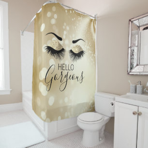 Rideaux De Douche Bonjour magnifiques yeux de Parties scintillant or