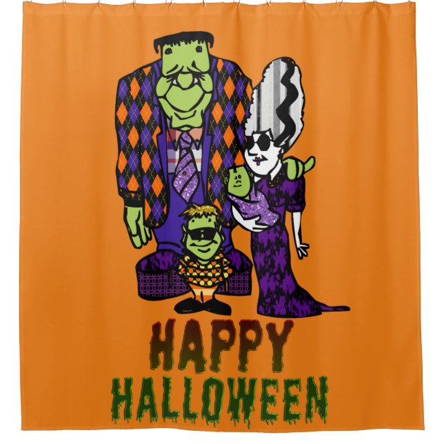 Rideaux De Douche Bonne famille Halloween Frankenstein (Devant)