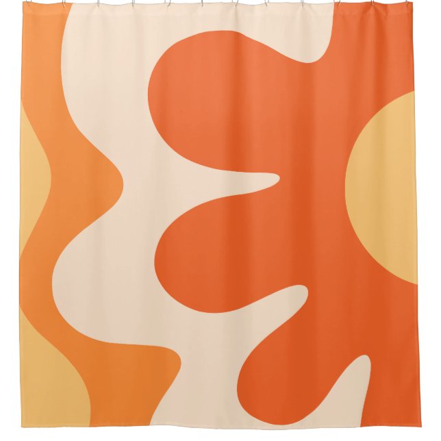 Rideaux De Douche Bonne Fleur Retro 60s les années 70 Vibe Orange (Devant)