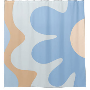 Rideaux De Douche Bonne Fleur Retro 60s Vibe Light Blue Pastel