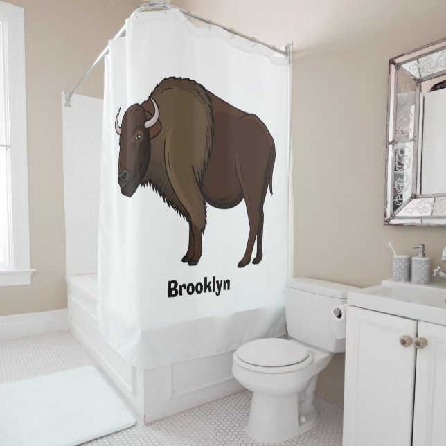 Rideaux De Douche Bonne illustration de bison américain (En situation)