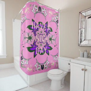 Rideaux De Douche Bonne journée bébé motif floral rose violet
