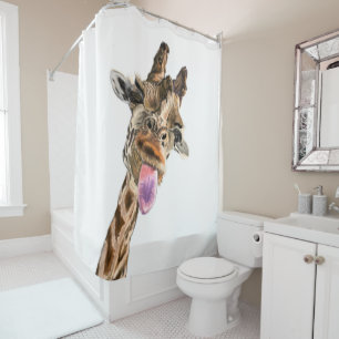 Rideaux De Douche Bonne langue de la Girafe et le lavabo jouable - S