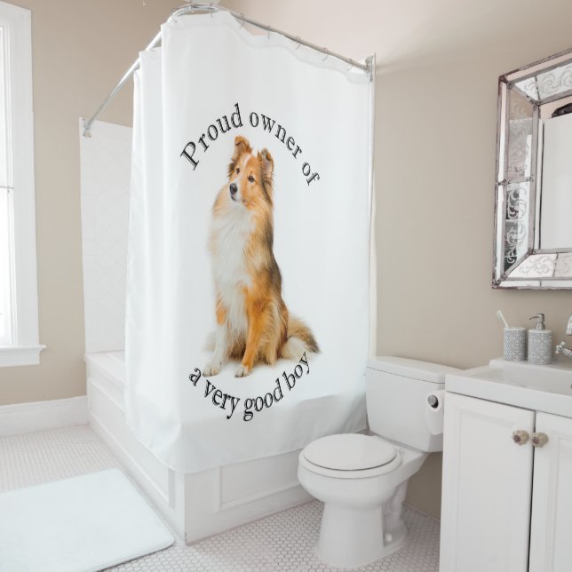 Rideaux De Douche Bonne Sheltie Garçon (En situation)