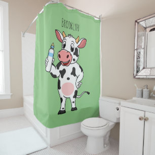 Rideaux De Douche Bonne vache avec dessin animé de biberon