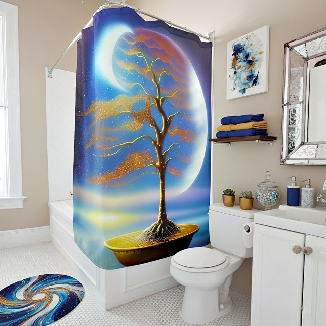 Rideaux De Douche Bonsaï paysage lunaire  (Créateur téléchargé)
