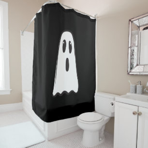 Rideaux De Douche BOO! Fantôme Mignon Halloween Noir Blanc