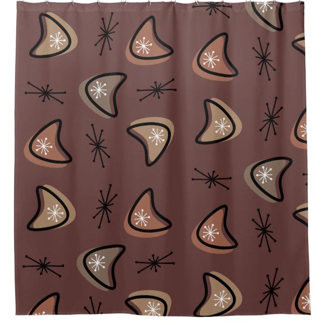 Rideaux De Douche Boomerangs atomique Starbursts Dark Academia (Devant)