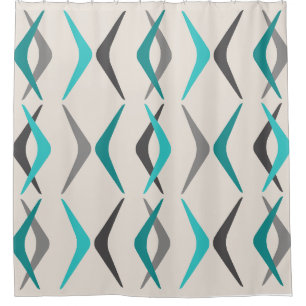 Rideaux De Douche Boomerangs du milieu du siècle Turquoise