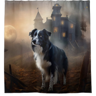 Rideaux De Douche Border Collie Halloween Épouvantable