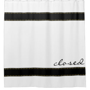 Rideaux De Douche Bordure de bandes noires avec points guirlande or