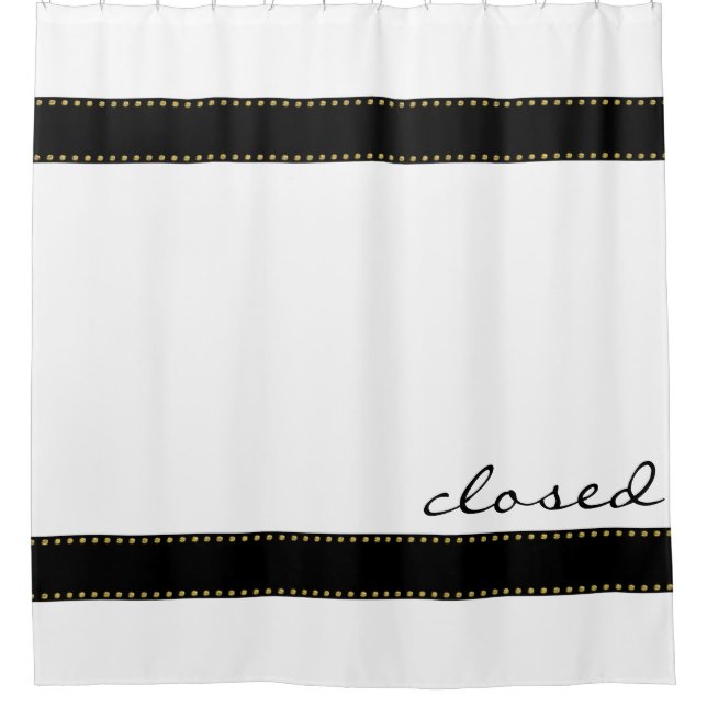 Rideaux De Douche Bordure de bandes noires avec points guirlande or (Devant)