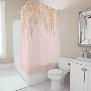 Rideaux De Douche Bordure de Parties scintillant brillante en or ros