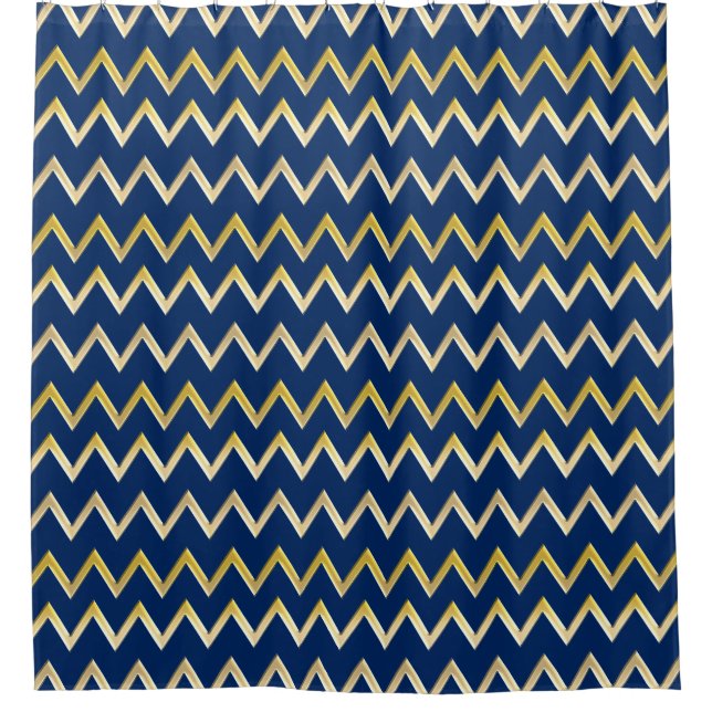 Rideaux De Douche Bordure d'or - zigzag + votre dos et vos idées (Devant)