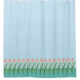 Rideaux De Douche Bordure tulipe de jolies fleurs stylisées roses