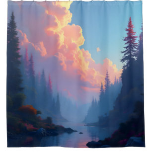 Rideaux De Douche Bosquet de Colorfall – Paysage de forêt automnale