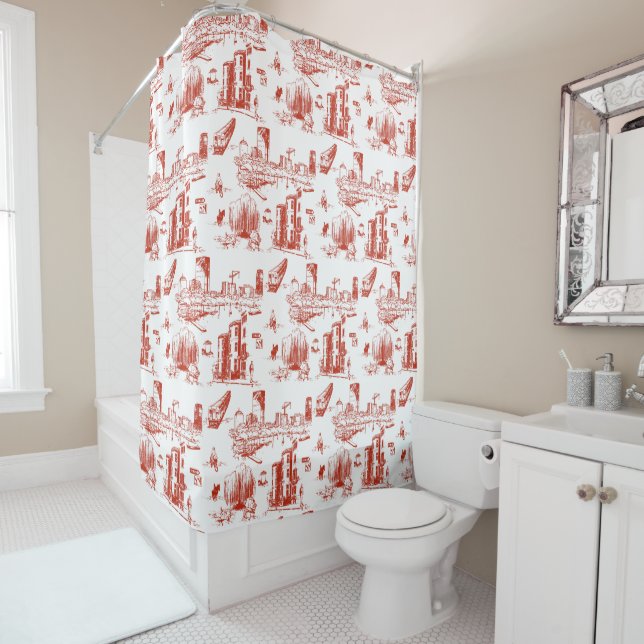 Rideaux De Douche Boston Toile Red (En situation)