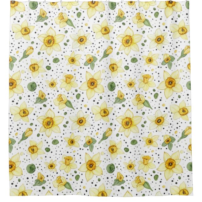 Rideaux De Douche Botanical Daffodil Floral Geometric Pattern (2) (Devant)