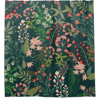 Rideaux De Douche Botanique florale foncée sans Motif
