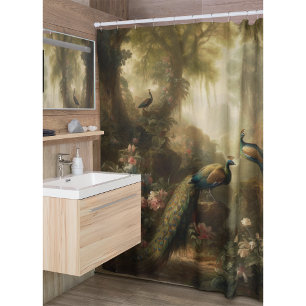 Rideaux De Douche Botanique : trois paons dans le jardin anglais