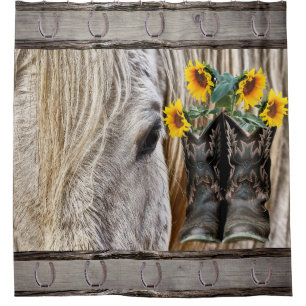 Rideaux De Douche Botte de Cheval Fleurs de Soleil Fleurs de Chaussu