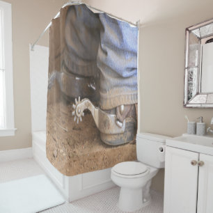 Rideaux De Douche Bottes et dents occidentales de cow-girl de cowboy