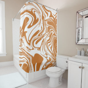 Rideaux De Douche Boucles de marbre orange foncé et liquide