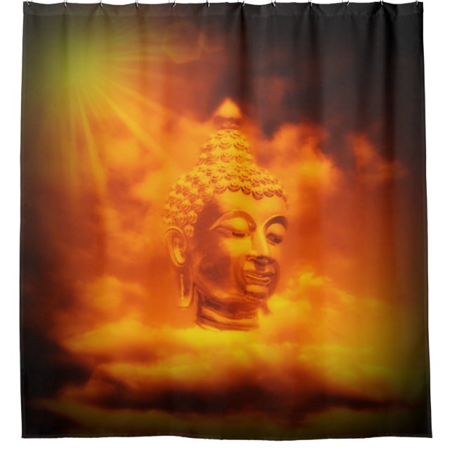 Rideaux De Douche bouddha dans les nuages en couleur numérique (Devant)