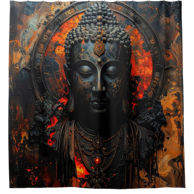 Rideaux De Douche Bouddha de style Rorschach numéro 001 (Devant)