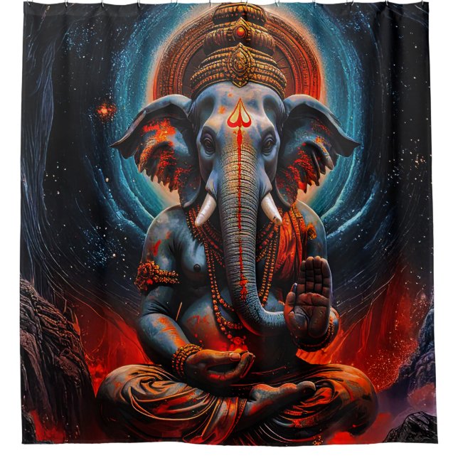 Rideaux De Douche Bouddha éléphant de style Rorschach 001 (Devant)
