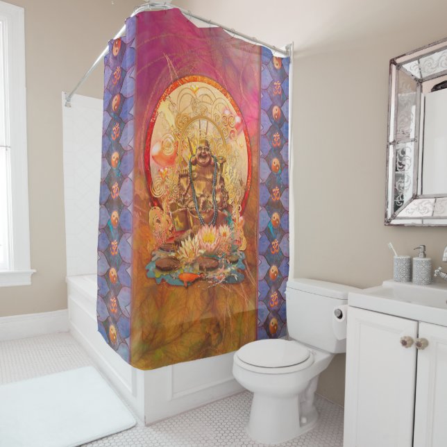 RIDEAUX DE DOUCHE BOUDDHA L'ÉCLAIRÉ (En situation)