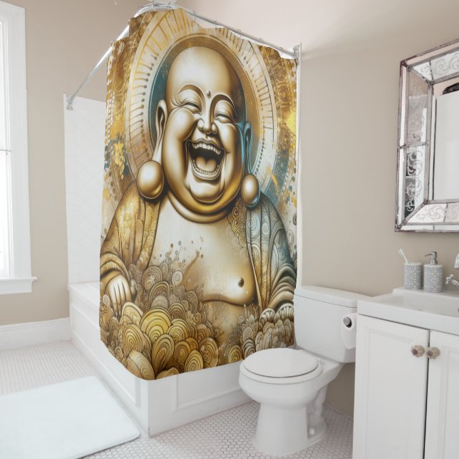 Rideaux De Douche Bouddha riant (En situation)