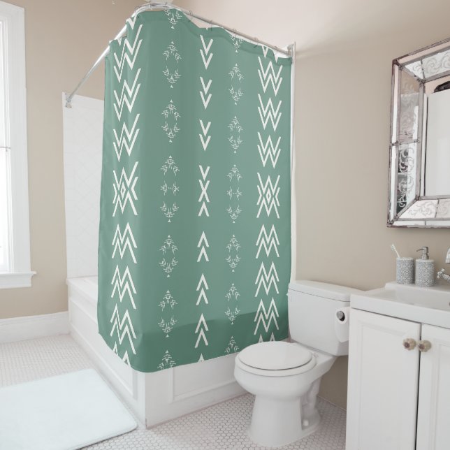Rideaux De Douche Boue verte Sage (En situation)